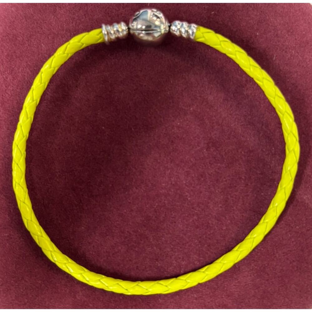 Chamilia Yellow Braided Leather Charm Bracelet 8" #71620